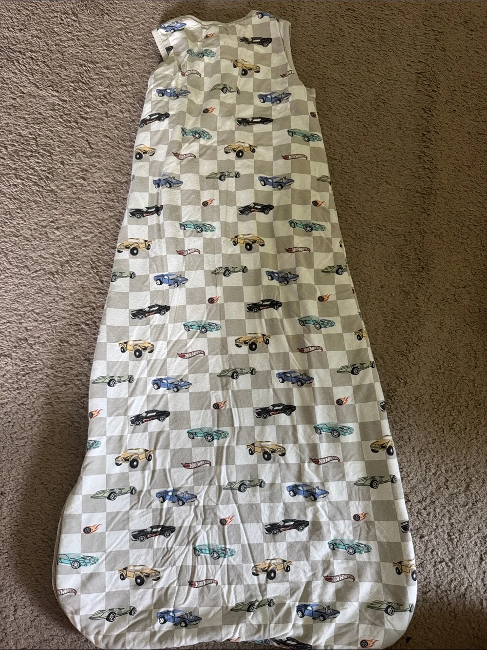 Kyte BABY White Sleep Sack with Multicolor Car Print